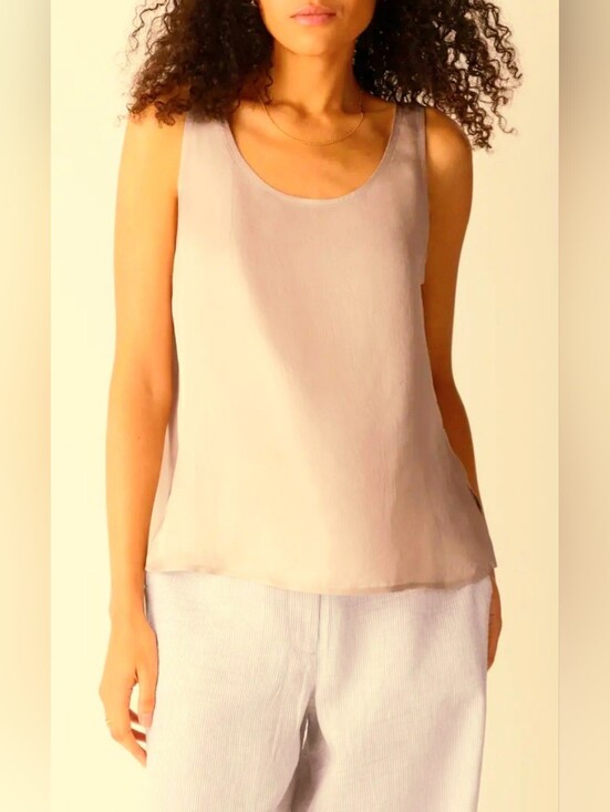 Eileen Fisher Tops - Eileen Fisher Tank, New!Size L, Silk Charmeuse, Pink Shell